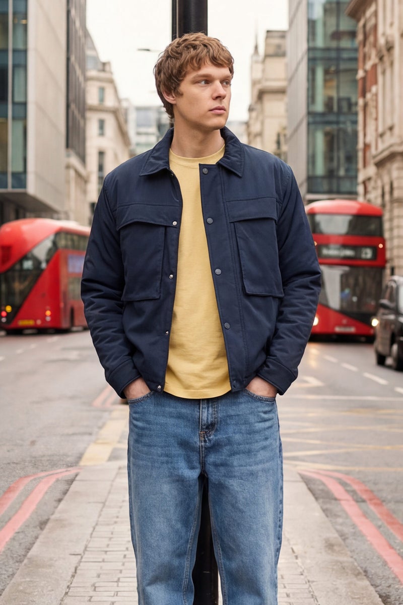 DeFacto Blue Man Regular Fit Polo Collar Waterproof Jacket Casual - Image 1